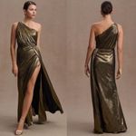 Mac Duggal  26537 Womens Draped One Shoulder Grecian Metallic Gown Dress Photo 1
