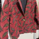 Vintage 90s Painted Pony Tapestry Blazer Jacket Fall Leaves USA Womens Medium Red Photo 2