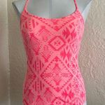 PINK - Victoria's Secret Victoria’s Secret Pink Bright Pink Diamond Pattern Racerback Tank Top XS Photo 0