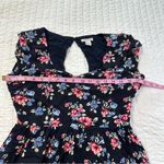 Forever 21  Junior Navy Blue Floral  Short Sleeve Mini Dress with Side Zipper Photo 4
