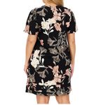 Nicole Miller Dress M Black Linen Blend Floral Summer Boho Chic Resort Tropical Photo 3