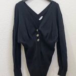 Good American Waisted Cardigan Sweater V-Neck in Black Size 3/4 Photo 3