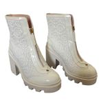 Gucci  Trip Zip Front Combat Boots White Rhombus GG Quilted Block Heel Size 37.5 Photo 0