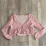 LA Hearts PacSun  Pink Flowy Button-Front Cropped Top Size Medium Photo 6