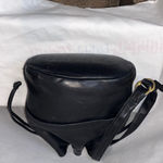 AMERICANA BY SHARIF SMOOTH BLACK LEATHER BUCKET BAG GOLD HARDWARE Photo 4