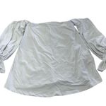 Susana Monaco  Top Womens X Small White Blue‎ Off Shoulder Peasant Blouse Photo 1