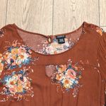 Torrid Rust Floral Blouse Plus 1 1X 14 16 Babydoll Cut Out Neckline Long Sleeves Photo 1