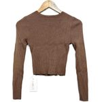 Abercrombie & Fitch Womens  Brown Ribbed Knit Cropped Crewneck Sweater Size Small Photo 1
