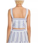 AQUA ‎ Striped Crop Top Blue White Button Front Sleeveless Tank Small Photo 1