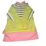 Davi & Dani  Striped Button Down Shirt WM Size Medium Neon Green Pink‎ White Gray Photo 8
