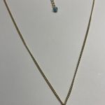 Women’s Costume Necklace Gold Tone Chain Blue Pendant Charm Photo 3