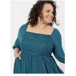 Torrid  Teal Blue Gauze Long Sleeve Flare Skater Dress Pockets Size 3X Photo 1