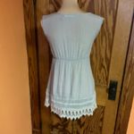 Anthropologie blue bird grey feminine lace trimmed V Photo 6