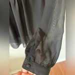 belle du jour  | Sheer Black Long Sleeve Blouse with Buttons | Size Medium Photo 2