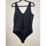 Abercrombie & Fitch  Black Faux Leather‎ V-Neck Sleeveless Bodysuit - L Photo 3