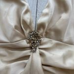 Rampage  Champagne Evening Gown Deep V Neck Ruffle Front Zip Back Size 13 Photo 7