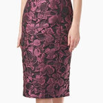 Kay Unger NWT  Alana Sheath Jacquard Floral Midi Dress Sz 6/Black Cherise Photo 0