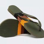 Havaianas  Brazil Army Dark Yellow Brown Black Sandals Flip Flops Summer Beach Photo 2