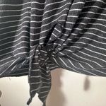 Dylan  tie front stripped long sleeve shirt grey white size L NWT Photo 5