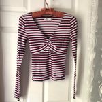 Hollister Twist Front Long Sleeve Shirt top v neck cotton blend women size S Photo 2