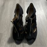 Lane Bryant Karol Black Fabric Front Zipper Dressy High Heels Size 8 Photo 1