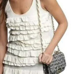 J.Crew  Layering Cream Tiered Ruffle Sequin Scoop‎ Neck Tank Top Blouse Size XS Photo 0