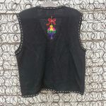 Vintage 90s Bobbie Brooks Christmas Ornaments Stars Sweater Vest Black LARGE Photo 4