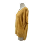 Eileen Fisher Golden Yellow Linen Blend Short Sleeve Sweater Petite Medium PM Photo 4