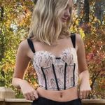 Crème Su Black and Tan Portrait Detailed Corset Tank Top Size M Photo 7