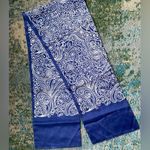 Vintage Prisu Italian blue white paisley long neck hair scarf Multiple Photo 6