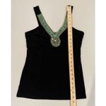 Vintage Y2K Babydoll Top Womens Medium Black Beaded Sequin Dark Fairy Stretch Photo 3