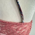 Gimmicks by BKE Sheer Mauve Mixed Lace Bell Sleeve Top w Eyelash Fringe Small Photo 10