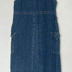 Faded Glory Vintage  Denim Maxi Jumper Dress Cargo Pockets Size Medium Photo 0