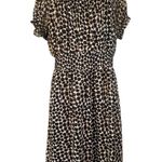 Merona  Black Tan Beige Animal Print Midi Dress L Photo 0