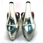 VINTAGE GRACIENNE BLUE & SILVER PATENT LEATHER PEEP TOE BRAZILIAN PUMPS (5) Photo 9