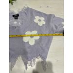 Just‎ Polly New York Lilac White Flower Cropped Distressed Sweater Photo 3
