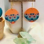 Southwest Style Bright Sunset Earrings Orange Handmade Round Lightweight Summer‎ Photo 0