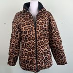 G.I.L.I. Zip Front Fleece Lined Printed Puffer Jacket in Leopard Size XS NWOT Black Photo 3