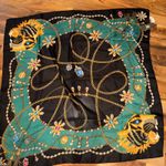 Gianni Bernini Scarf Emerald Chain Tiger Print Square Accessory Fashion ‎ NWT Black Photo 0