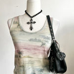 Wildfox Palm Tree Tank Top, Beach, Tropical, Vintage,‎ Soft Girl, Coconut Girl, Small Photo 0