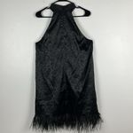 WAYF Halter Sleeveless peekaboo Bodice Feathered Hem Small Back Zipper Sexy Photo 3