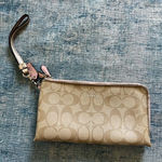 Coach Khaki / Saddle F53563 Signature Double Zip Wristlet Photo 0