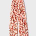 American Eagle Halter Wide leg Floral Jumpsuit Coral Orange Red Resort Smocked Photo 0