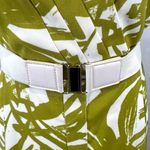 Soho Apparel  olive green and white pleated abstract print belted dress size 14 Photo 2