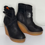 Nicole Miller Olivia Miller Women's Black/Brown Faux Suede Wedge Boots Size 7 Photo 3