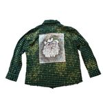A Rare Bird Christmas Distressed Cowboy Santa Plaid Flannel Shirt, Sz S/M Green Size M Photo 10