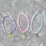 3pack Bff‎ Beaded Bracelets Pink Blue Purple Glass Stretchy Gift Handmade Photo 5