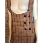 Vintage Min Woo Style Plaid Jumper Wrap Dress Brown Check Midi Pleated Medium Photo 7