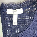 Joie  Women's Lupe Sleeveless Round Neck Lace Ruffle Cotton Blend Blue Top, Large Photo 3