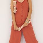 Anthropologie Saturday Sunday Llene Jumpsuit XS Coral Oversized Lagenlook Lounge Photo 2